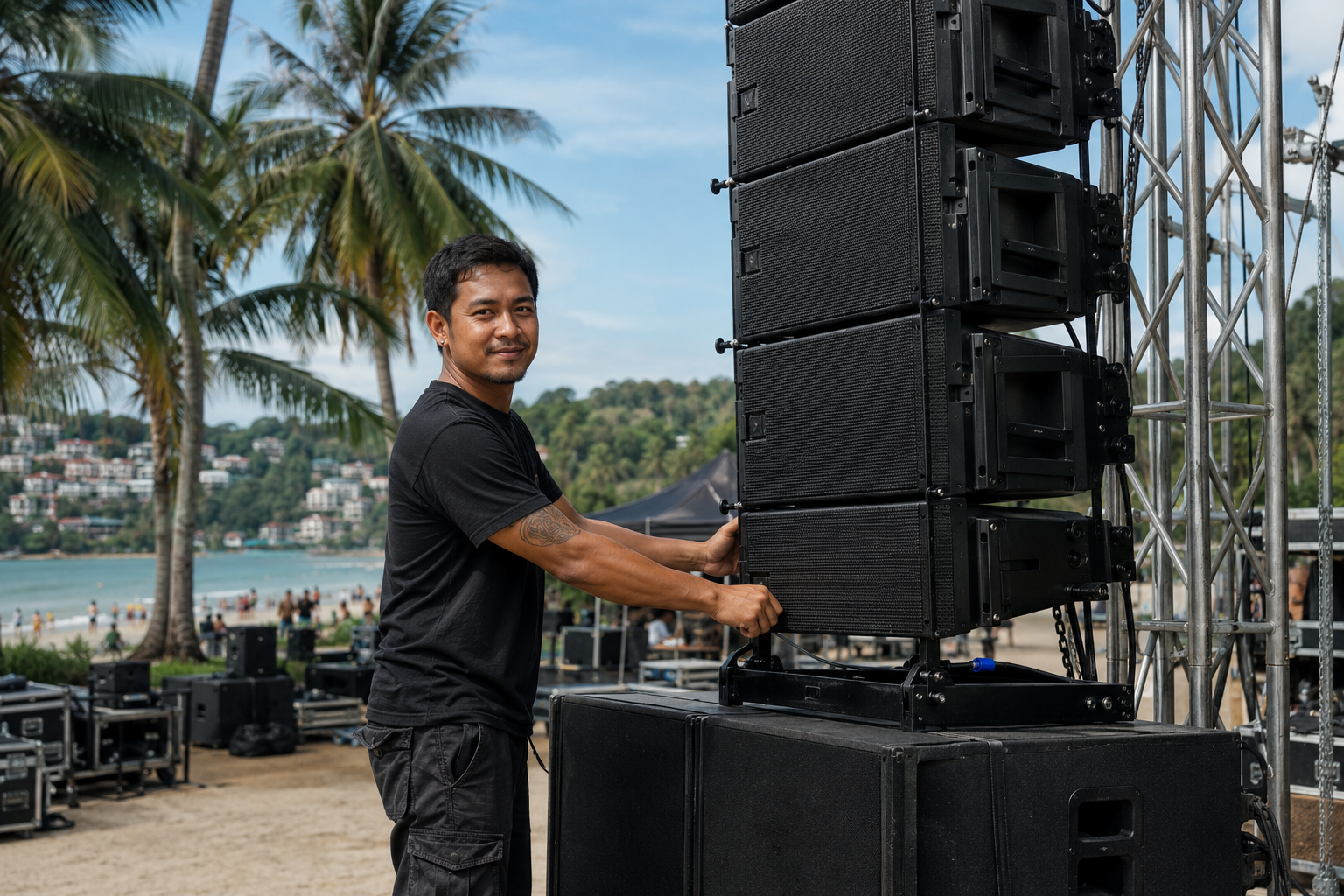 Phuket Events team setting up sound